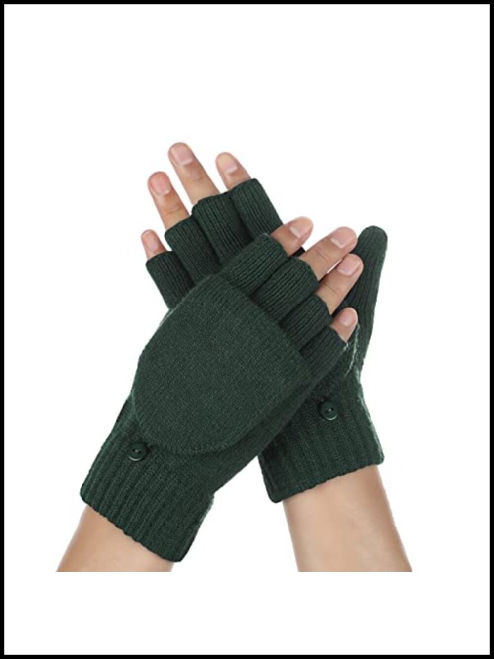 Convertible Fingerless Mittens Touchscreen Winter Knit Gloves Acrylic Polyester